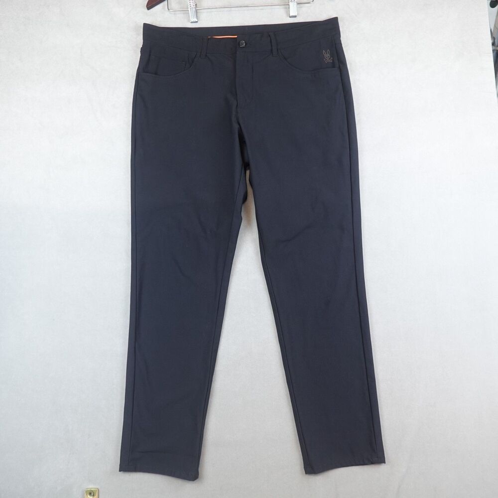 Psycho Bunny Pants Maverick 10k Step Mens 34 Black 5 Pocket Performance Stretch